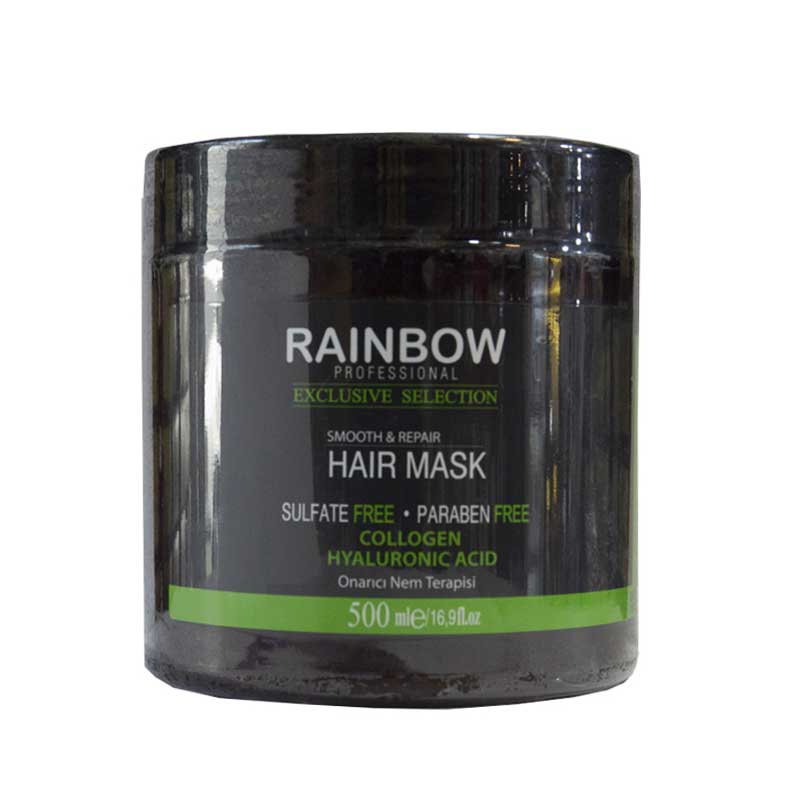 ماسک مو بدون سولفات رین بو RAINBOW BOTOX HAIR MASK مدل کلاژن نرم کننده و ترمیم کننده موی سر