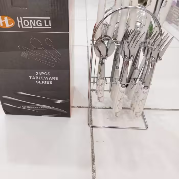 سرویس قاشق چنگال ماربل دسته سرامیک 24  پارچ