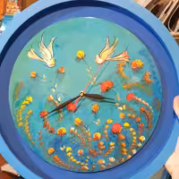 ساعت تمام نقاشی آبرنگ مینیاتور هنری تک نسخه اثر دست استاد