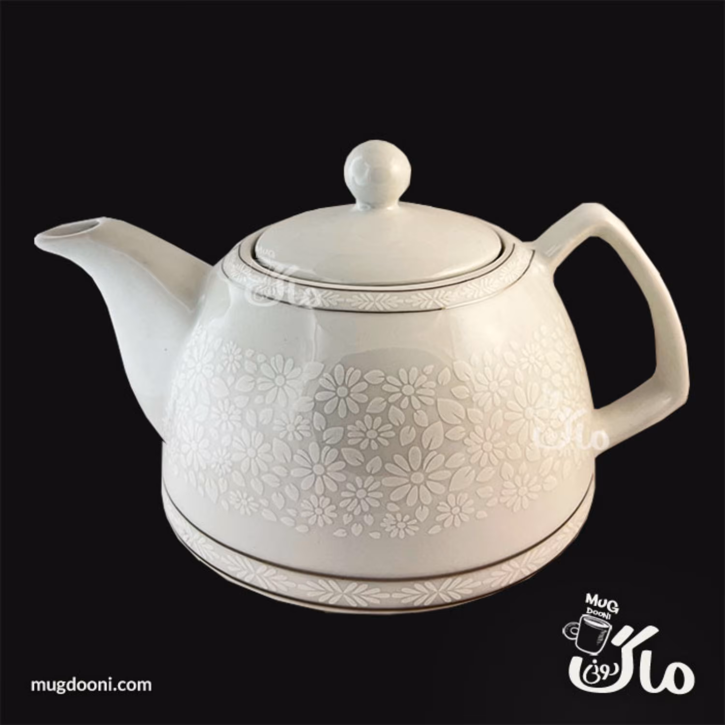 قوری چینی گلدار مدل کف پهن یونیک Unique درجه یک