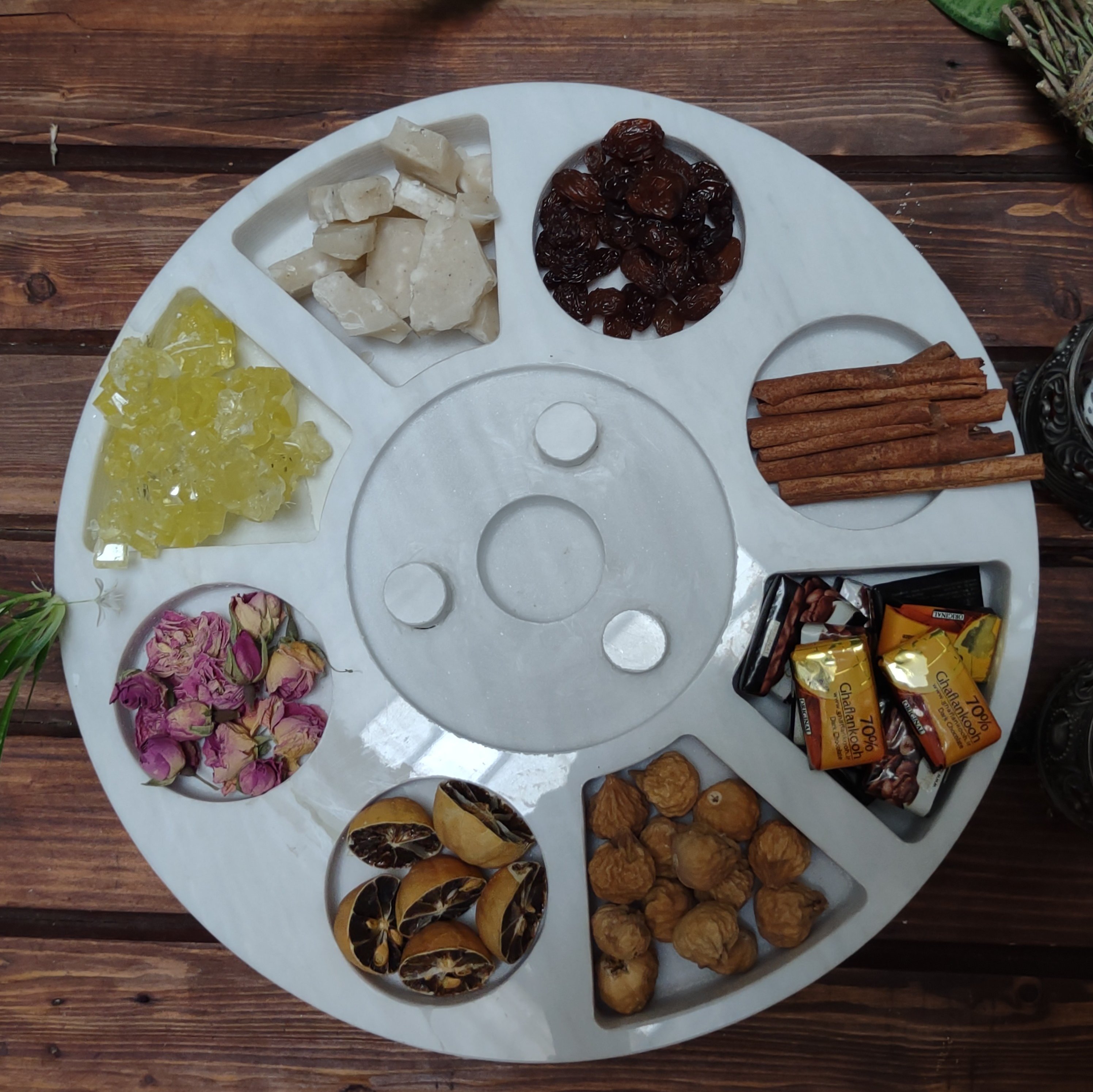 سینی سرو تنقلات و چایی و دمنوش سنگی