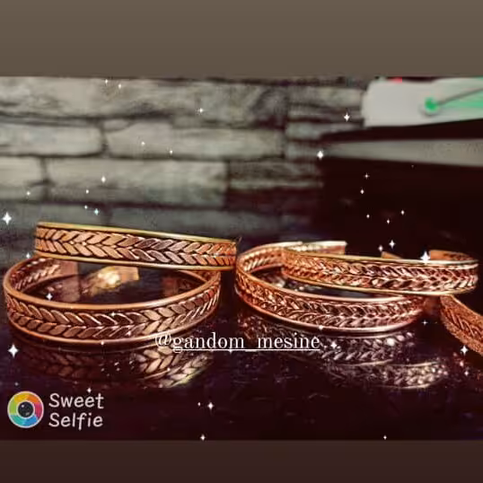 ست دستبند و انگشتر مس طرح گندمی
