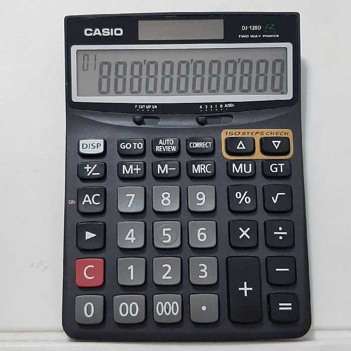 ماشین حساب کاسیو نورو باتری 12 رقم 150 مرحله چک کن تو چک سه صفر و دکمه تصحیح دکمه GO TO دکمه ریست