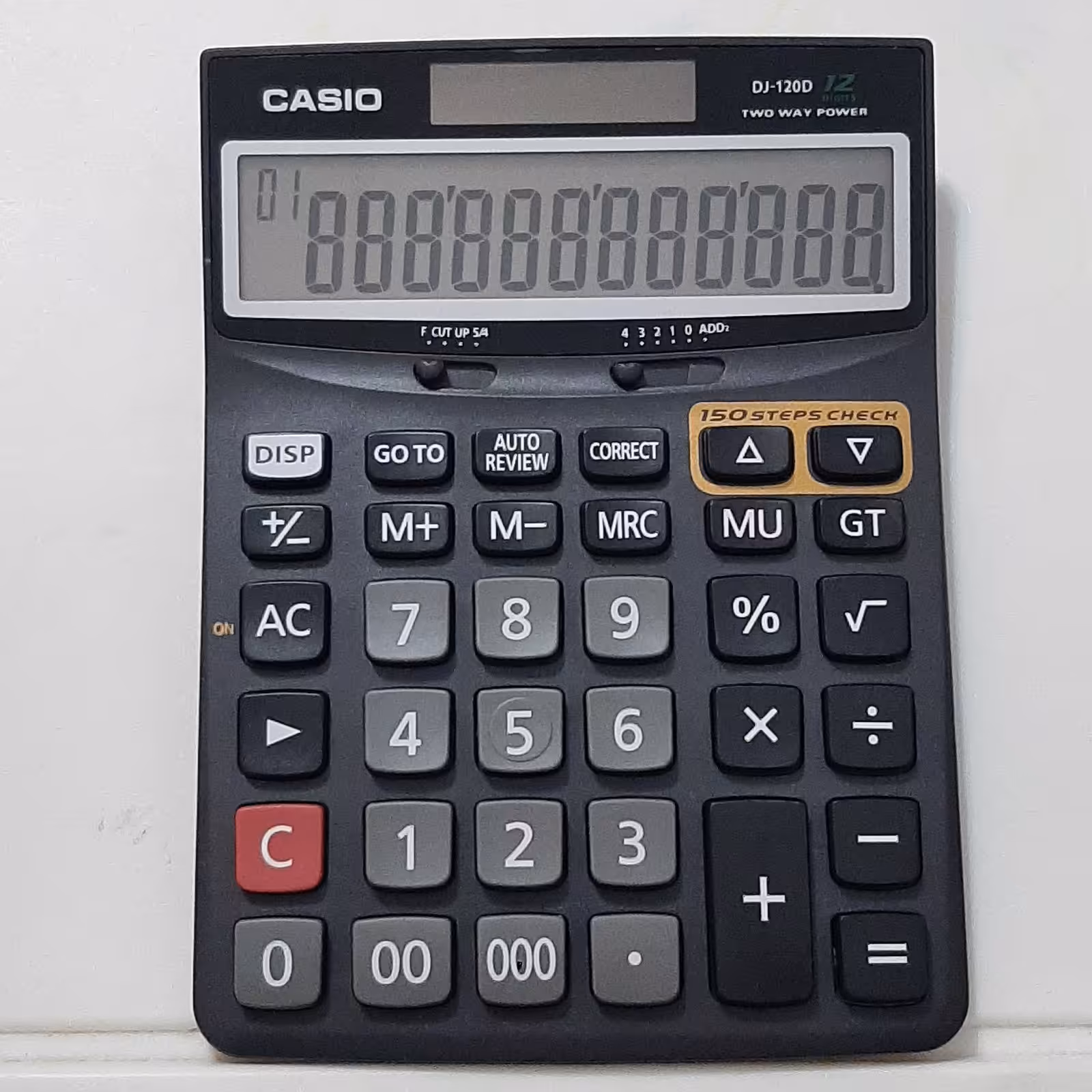 ماشین حساب کاسیو نورو باتری 12 رقم 150 مرحله چک کن تو چک سه صفر و دکمه تصحیح دکمه GO TO دکمه ریست