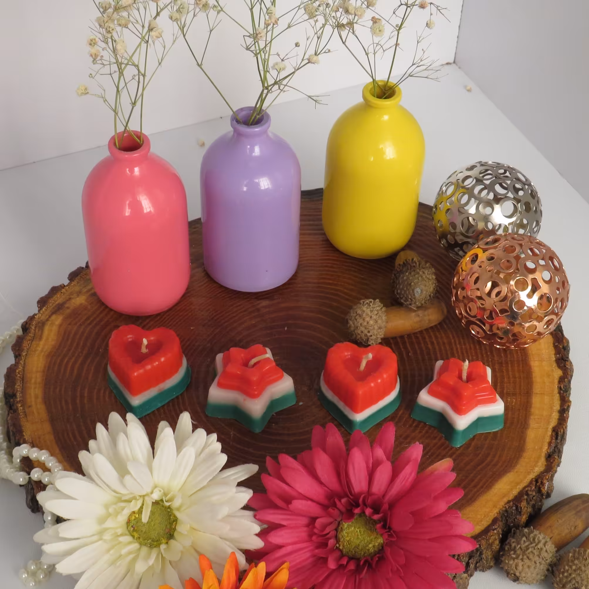 شمع یلدایی مدل قلب و ستاره (پک 20 تایی)