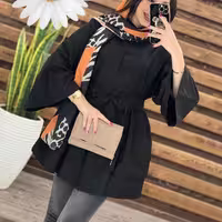 مانتو مشکی دو دامنه عروسکی دلارام (ارسال رایگان)مانتو خنک مشکی 