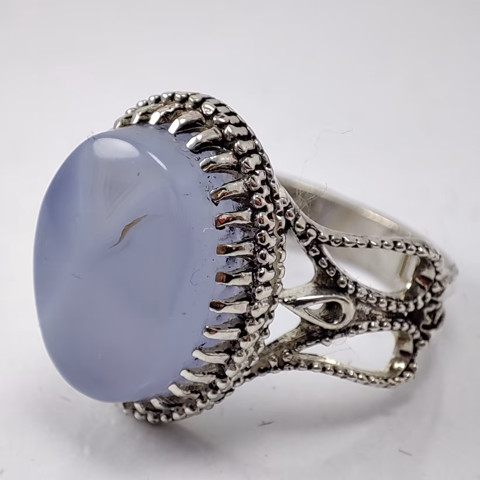 رکاب نقره . مردانه . عقیق کبود یمانی