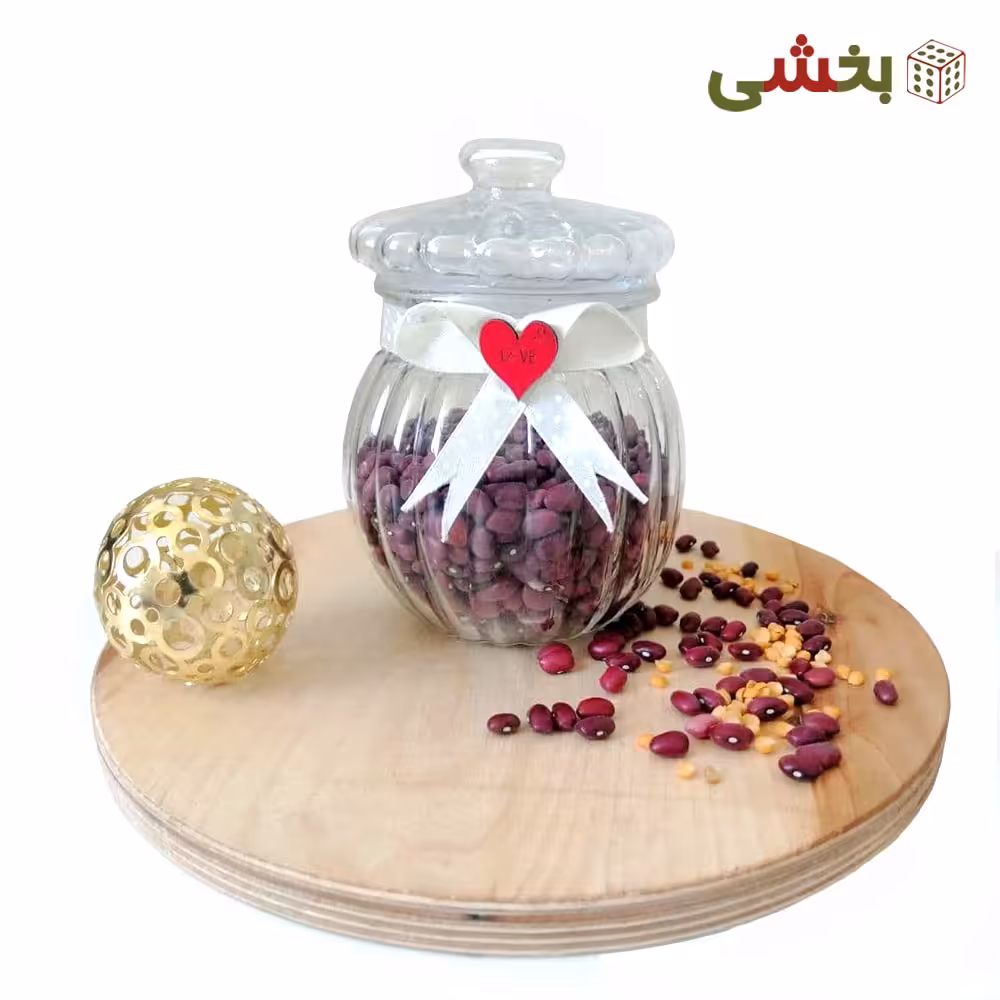 بانکه شیشه ای مدل کدو تنبل پاپیون دار سایز 3