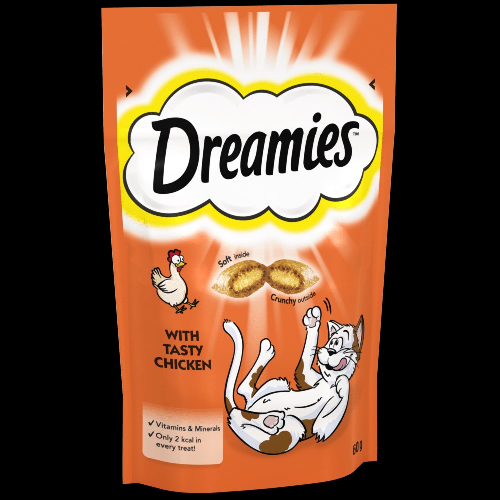 غذای تشویقی گربه دریمیز با طعم مرغ با وزن 60 گرم Dreamies Chicken  