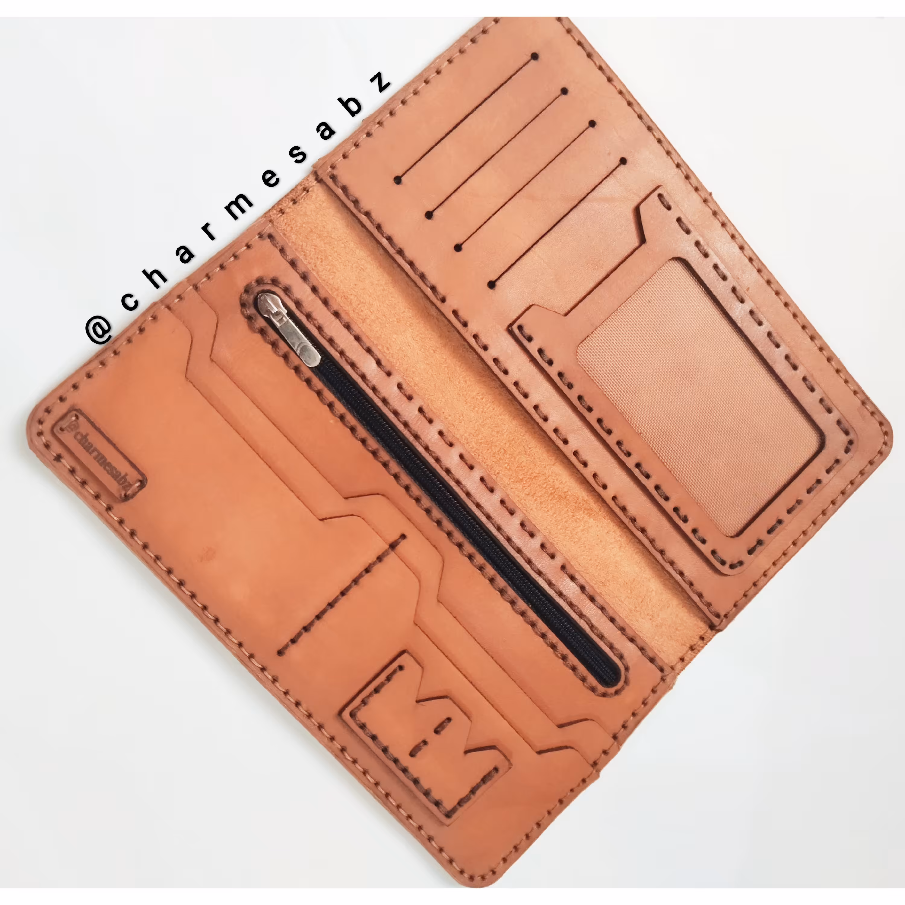 کیف پول دست دوز   با چرم طبیعی درجه یک صادراتی