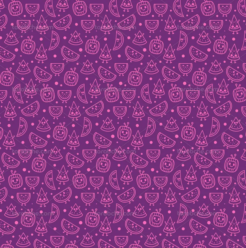 وکتور پترن هندوانه کارتونی بنفش | گرافیک با طعم تربچه