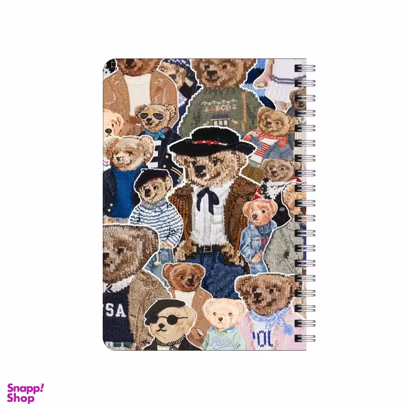 دفترچه یادداشت بامبیلیپ مدل چوبی طرح پترن خرس های خوشتیپ کد 5314448