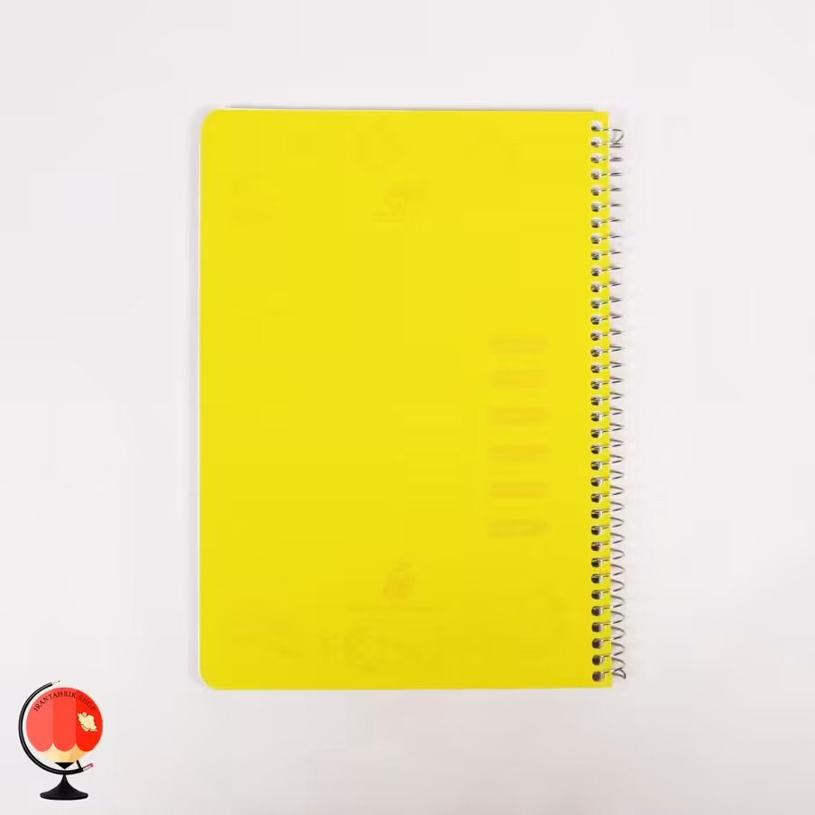 دفتر مشق 50 برگ سیمی جلد طلقی رنگی زرد آتی