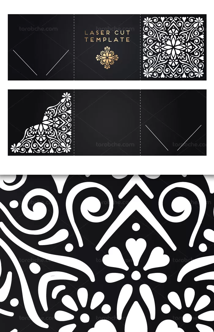 وکتور طرح برش لیز مربعی سه لت | گرافیک با طعم تربچه