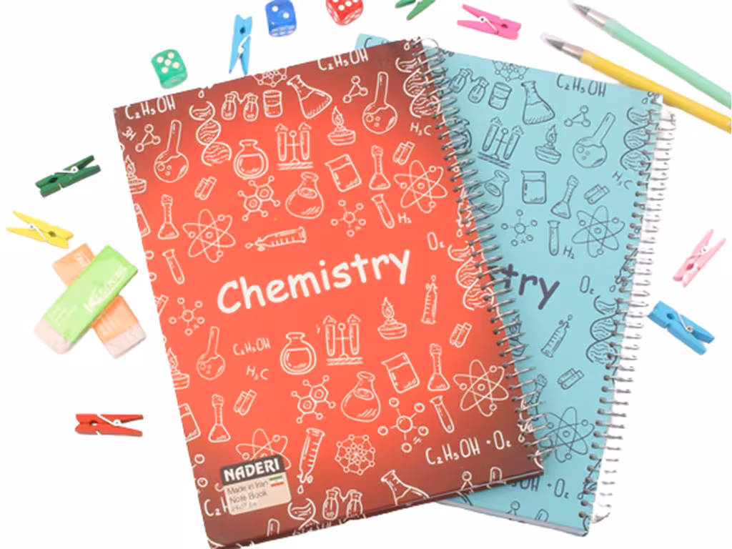 دفتر مشق سیمی 100 برگ جلد سخت درس شیمی