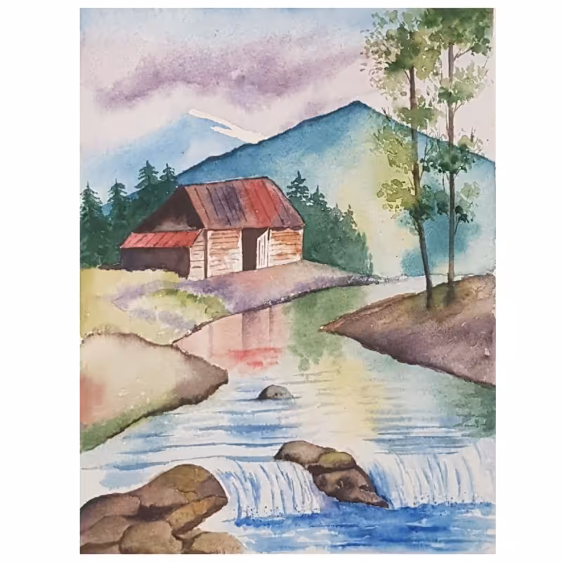 تابلو آبرنگ جنگل