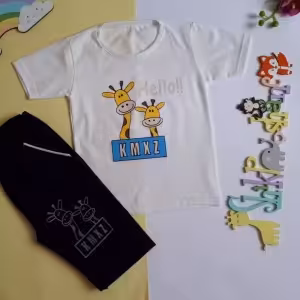ست تیشرت و شلوارک زرافه دو قلو