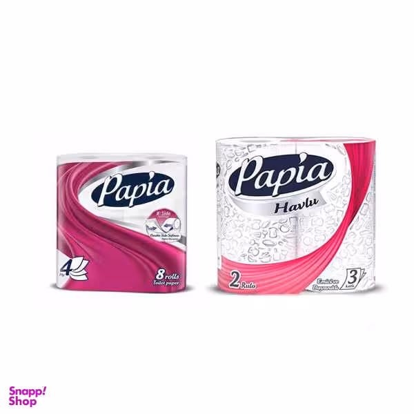 دستمال کاغذی حوله ای و دستمال توالت پاپیا مدل B2_8 مجموعه 10 عددی