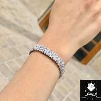 دستبند نقره سوپر میکرو با عیار 925 و آبکاری طلاسفید بسیار شکیل و خاص