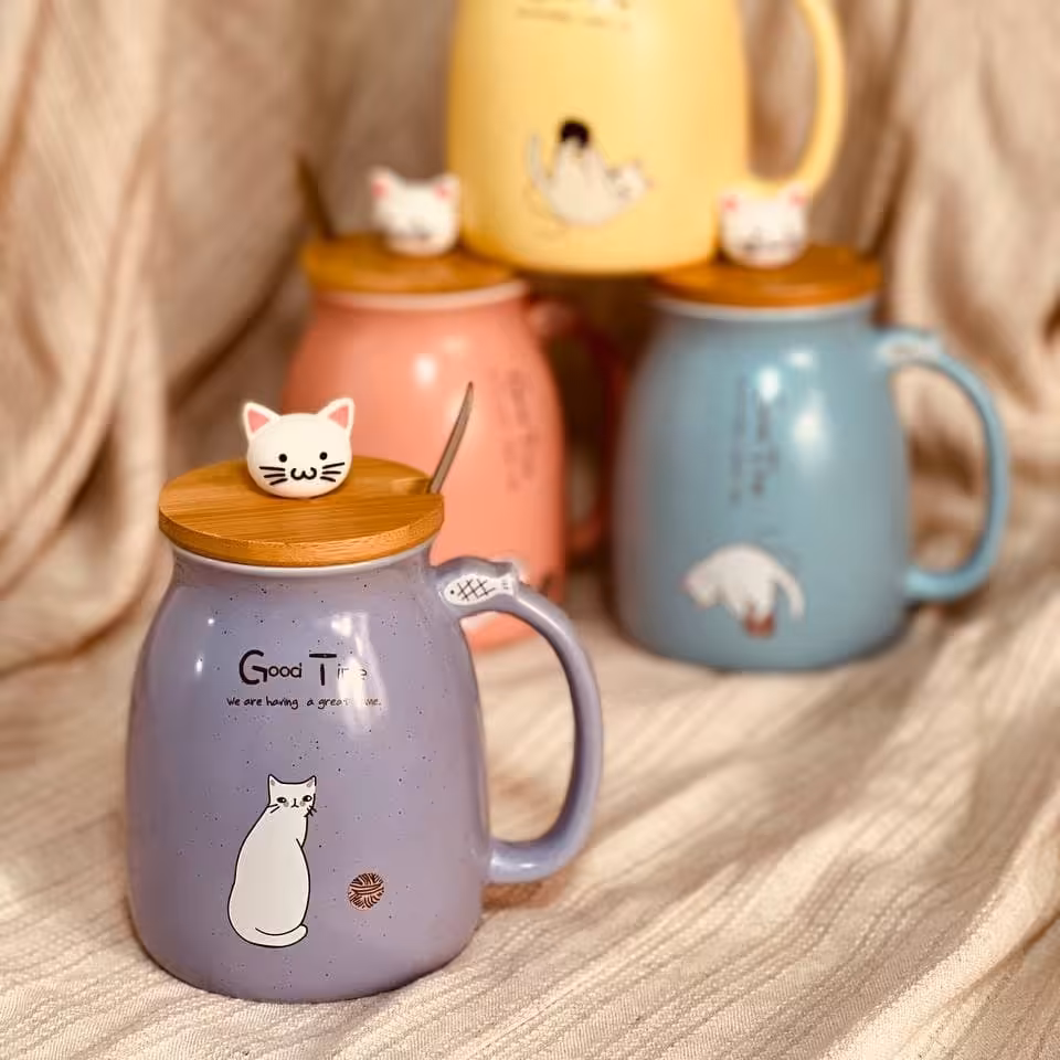 ماگ درب چوبی گربه ای