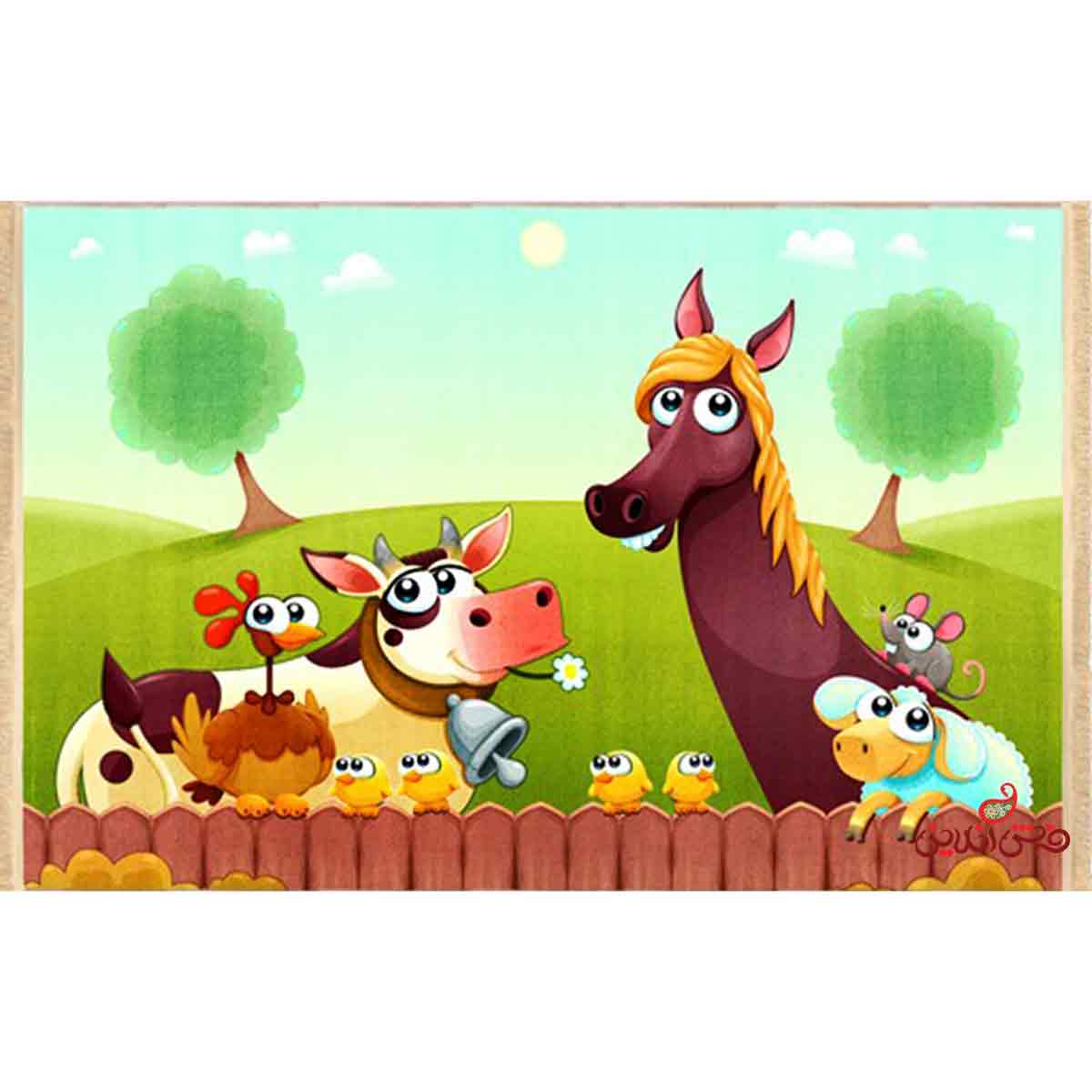 فرش ماشینی کودک کلاریس طرح حیوانات کد 100216