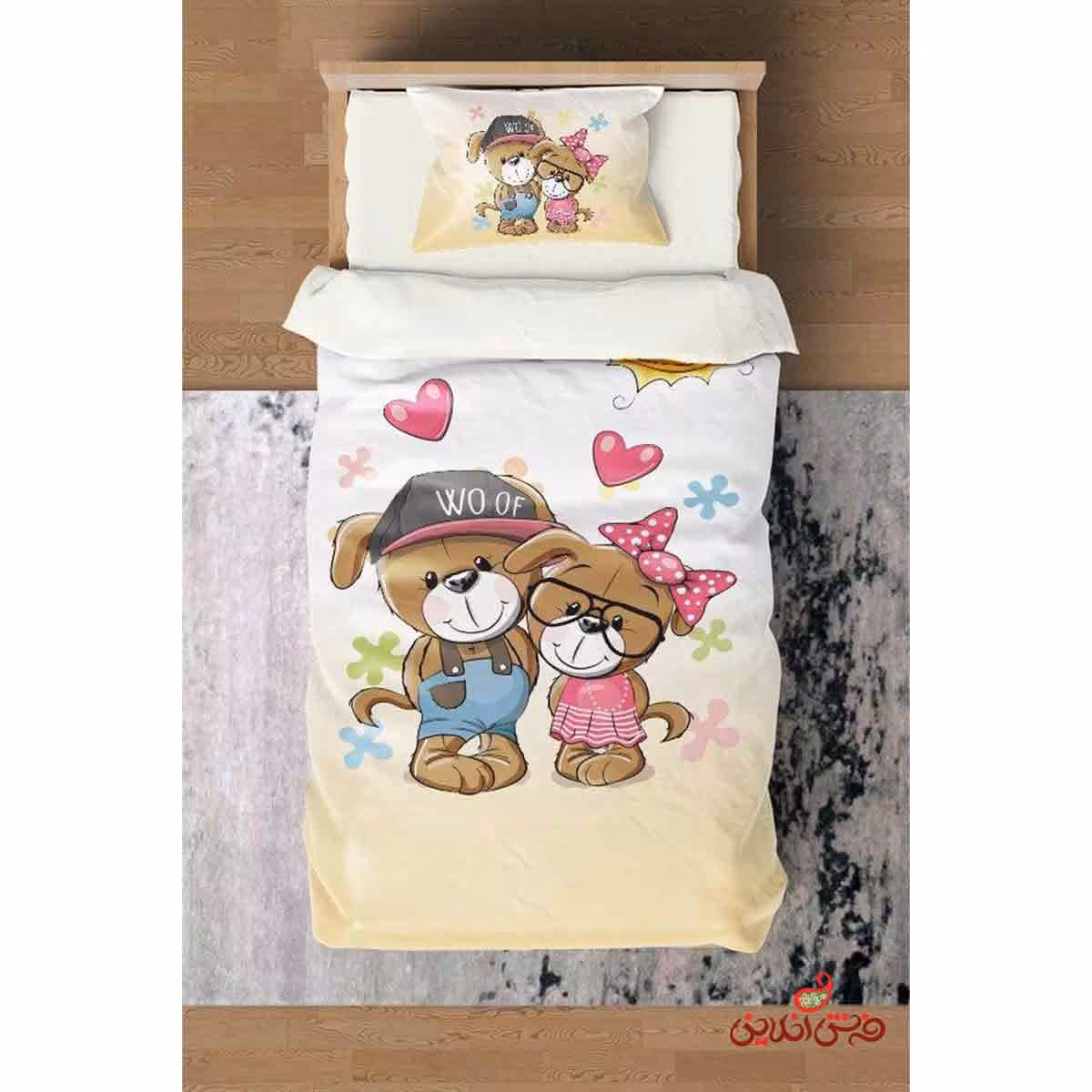 روتختی کودک طرح خرس های تدی و قلب و خورشید کد 2009