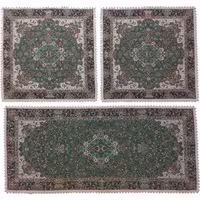 رومیزی سرویس ترمه ابریشم  کد TRSETE7 نفیس  رنگ سبز تیره  آستر سبز تیره