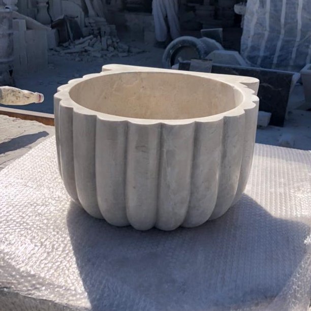 کاسه حمام ترکی نسکافه ای مدل اورال سنگ طبیعی مرمریت ابعاد 45 ارتفاع 23 (پس کرایه)