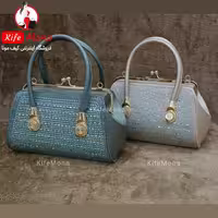 کیف مجلسی زنانه نگین شیشه ای شیک قفل منگو زنونه دودی تک و عمده  کیف مونا