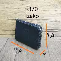 کیف پول و کارت زیپ دار  چرم گاوی مشکی صاف دستدوز مدل i-370 ایزاکو 