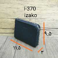 کیف پول و کارت زیپ دار  چرم گاوی مشکی صاف دستدوز مدل i-370 ایزاکو 