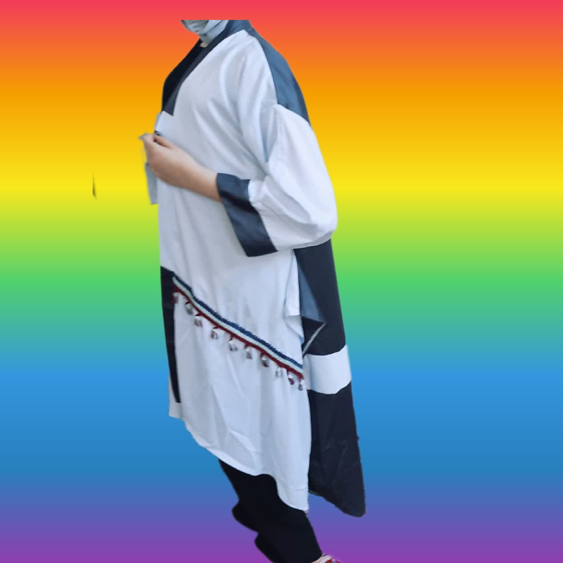 مانتو ساتن دو رنگ