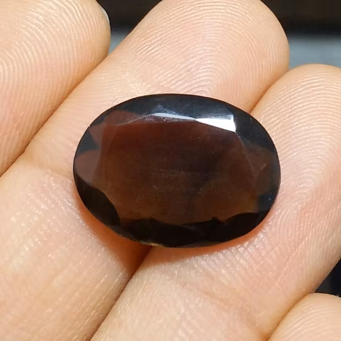 نگین کوارتز اسموکی وارداتی تراش جواهری تراش بیضی سایز بزرگ کد 10338