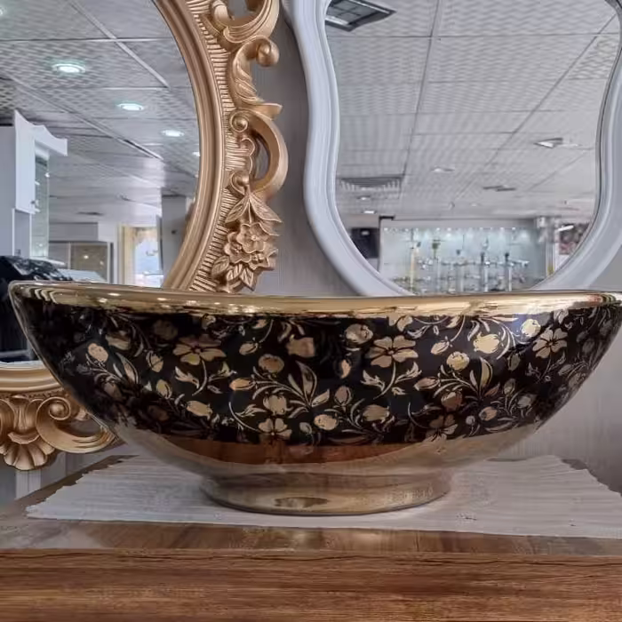 کاسه رو کابینتی مشکی طلایی کوتینگ درجه یک ارسال به سراسر ایران