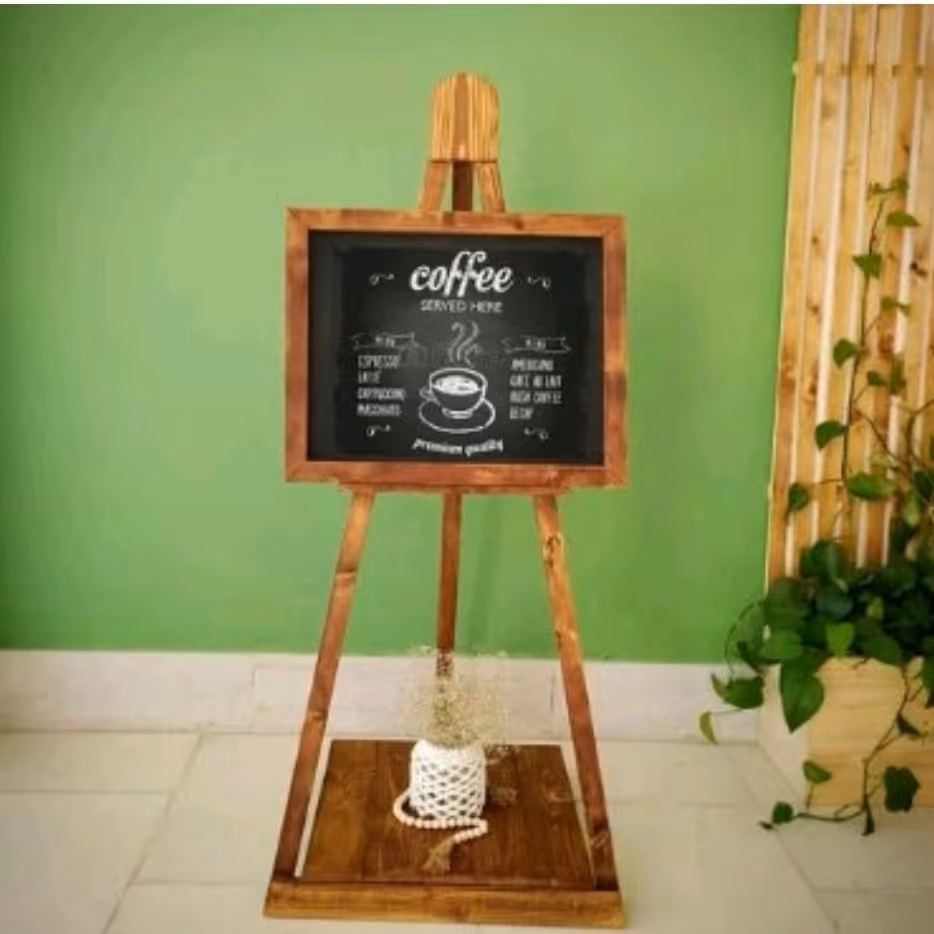 تخته سیاه چوبی پایه دار چوب روس رنگ قهوه ای پوشش سیلر کیلر 