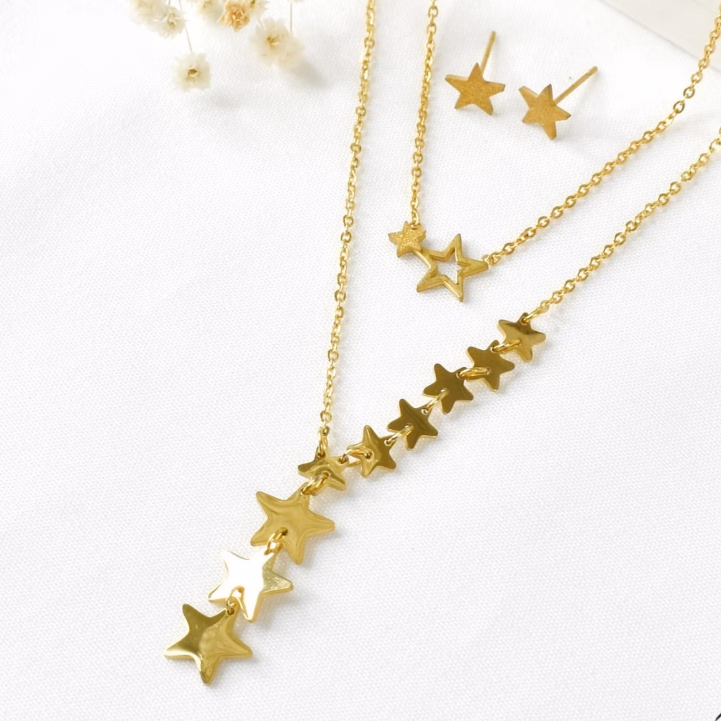 گردنبند استیل ستاره دولاین ضدحساسیت طرح طلا کد6700