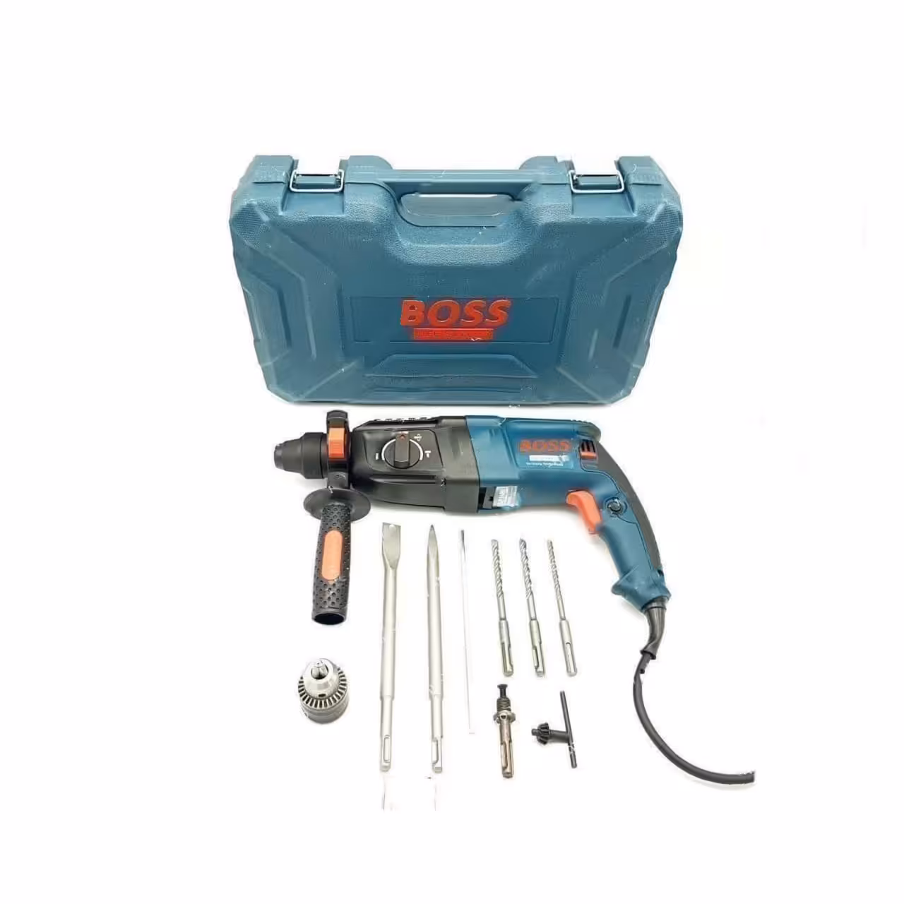 دریل بتن کن سه حالته 4شیار 3 کیلویی باس با لوازم همراه و سیم پیچ مس