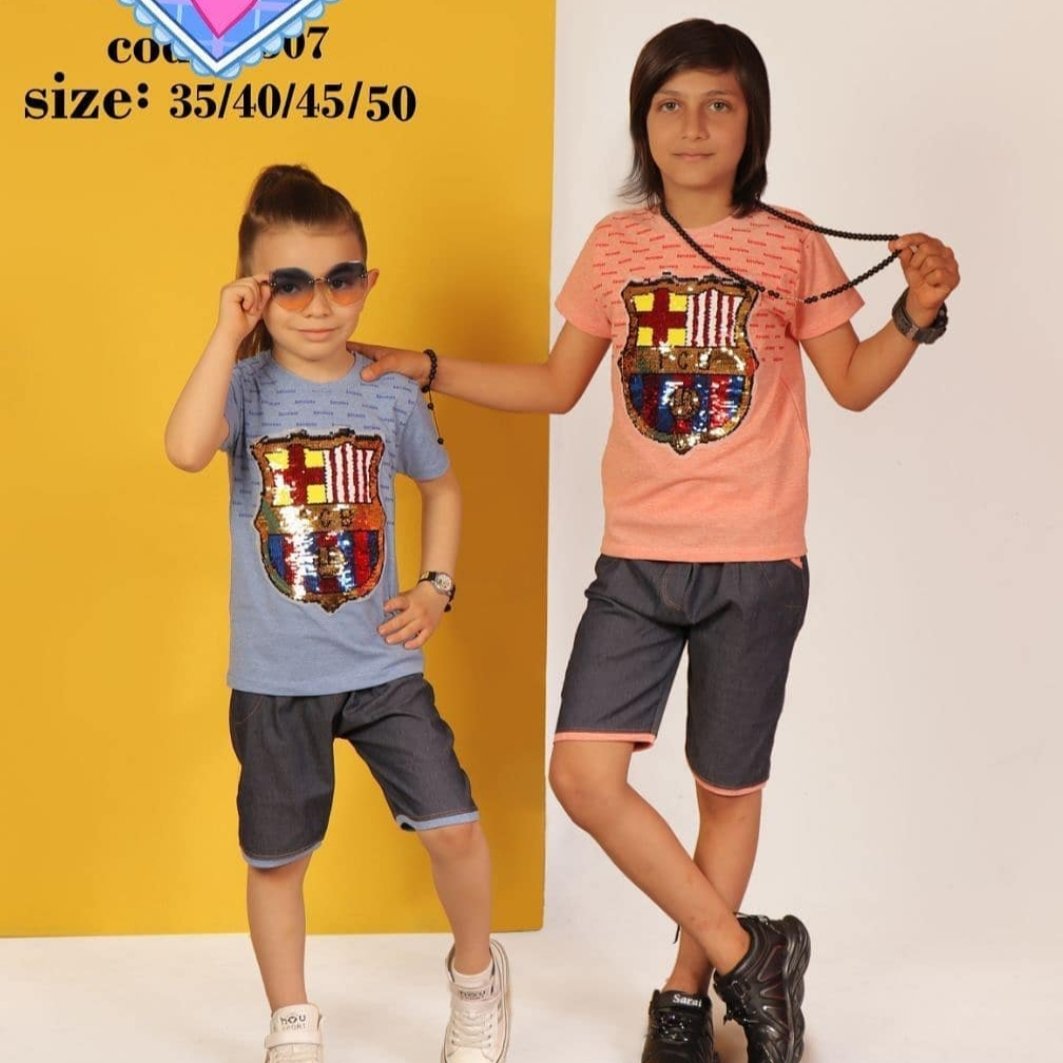 ست زیبای اسپورت دختر و پسر پولک برگردون سایز بندی و رنگبندی