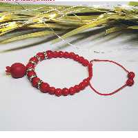 دستبند انار خمیری با سنگ قرمز با سنگ قرمز رگه دار 