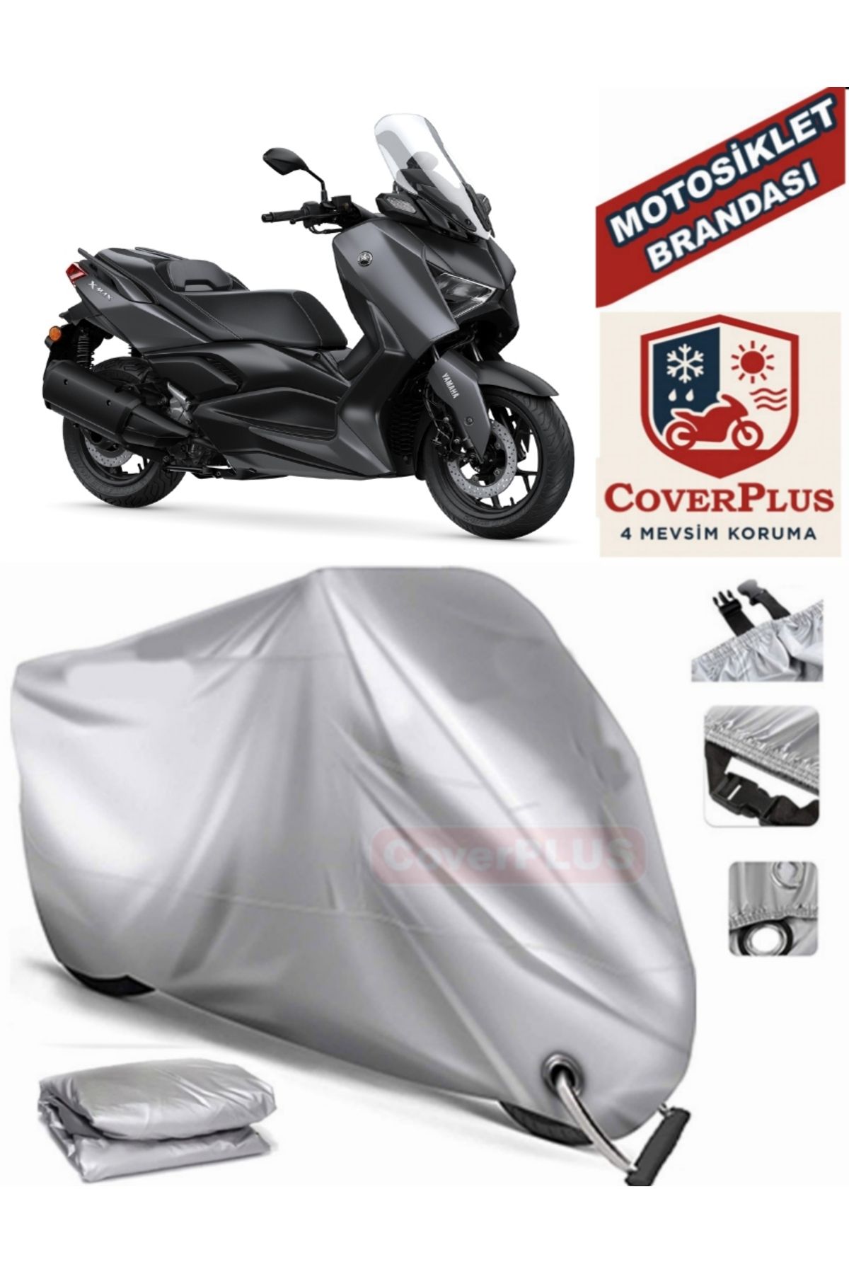 چادر موتورسیکلت خاکستری موتور هدفمند سیکلت ABS MOTOEN سازگار با قفل MotoEn