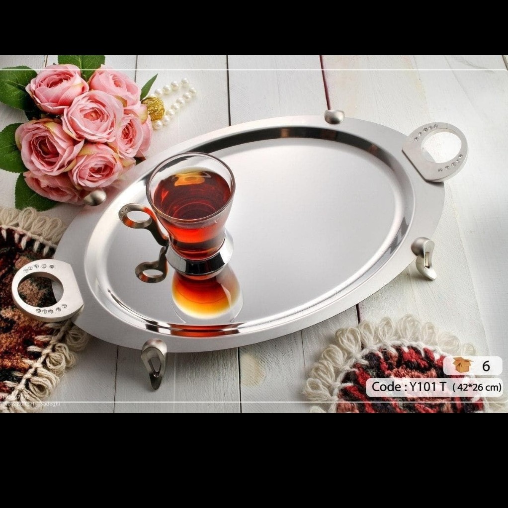 سینی بیضی حلقه نگین پایه دار 101T