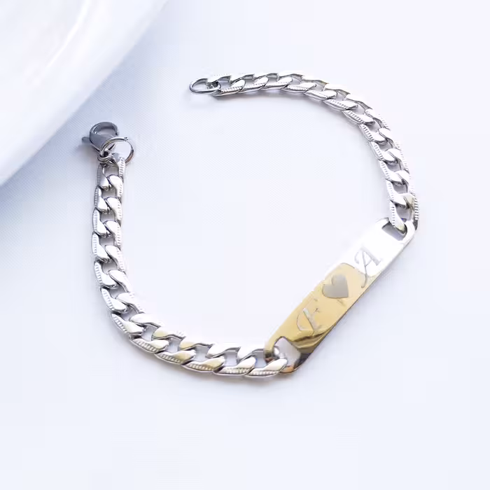 دستبند حکاکی اسم دلخواه شما استیل رنگ ثابت