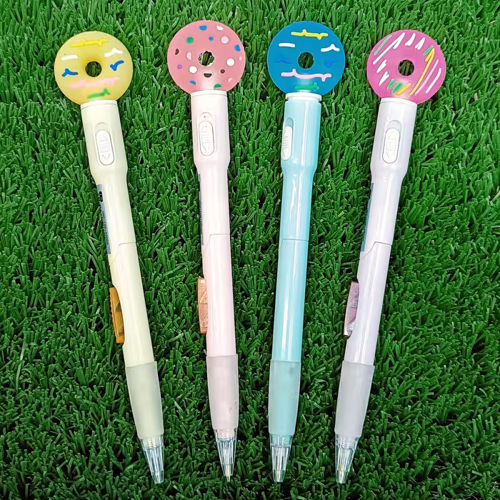 اتود فانتزی طرح دونات چراغدار جذاب و دلبر مداد فشاری فانتزی اتود دونات لوازم تحریر فانتزی مداد 