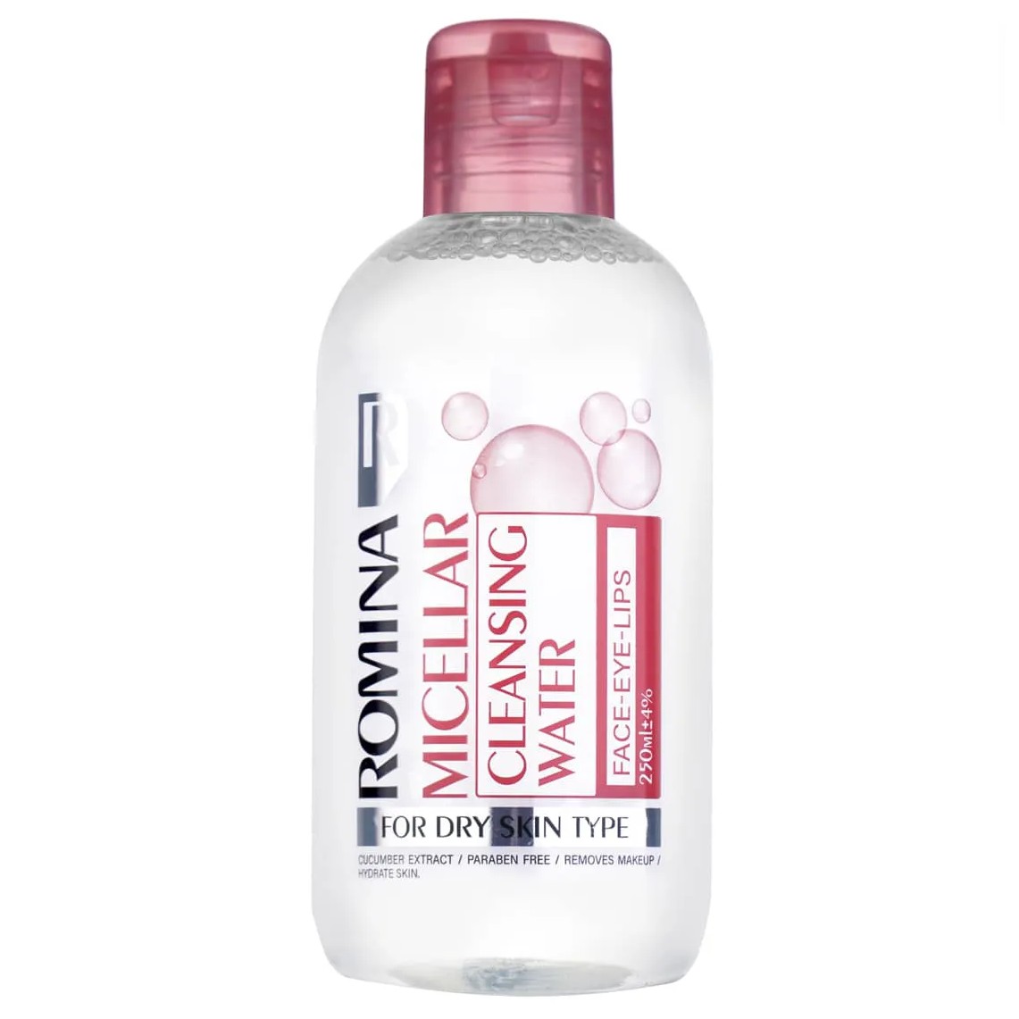 میسلار واتر پوست خشک رومینا حجم 250 میل
ROMINA MICELLAR CLEANSING WATER FACE-EYE-LIPS