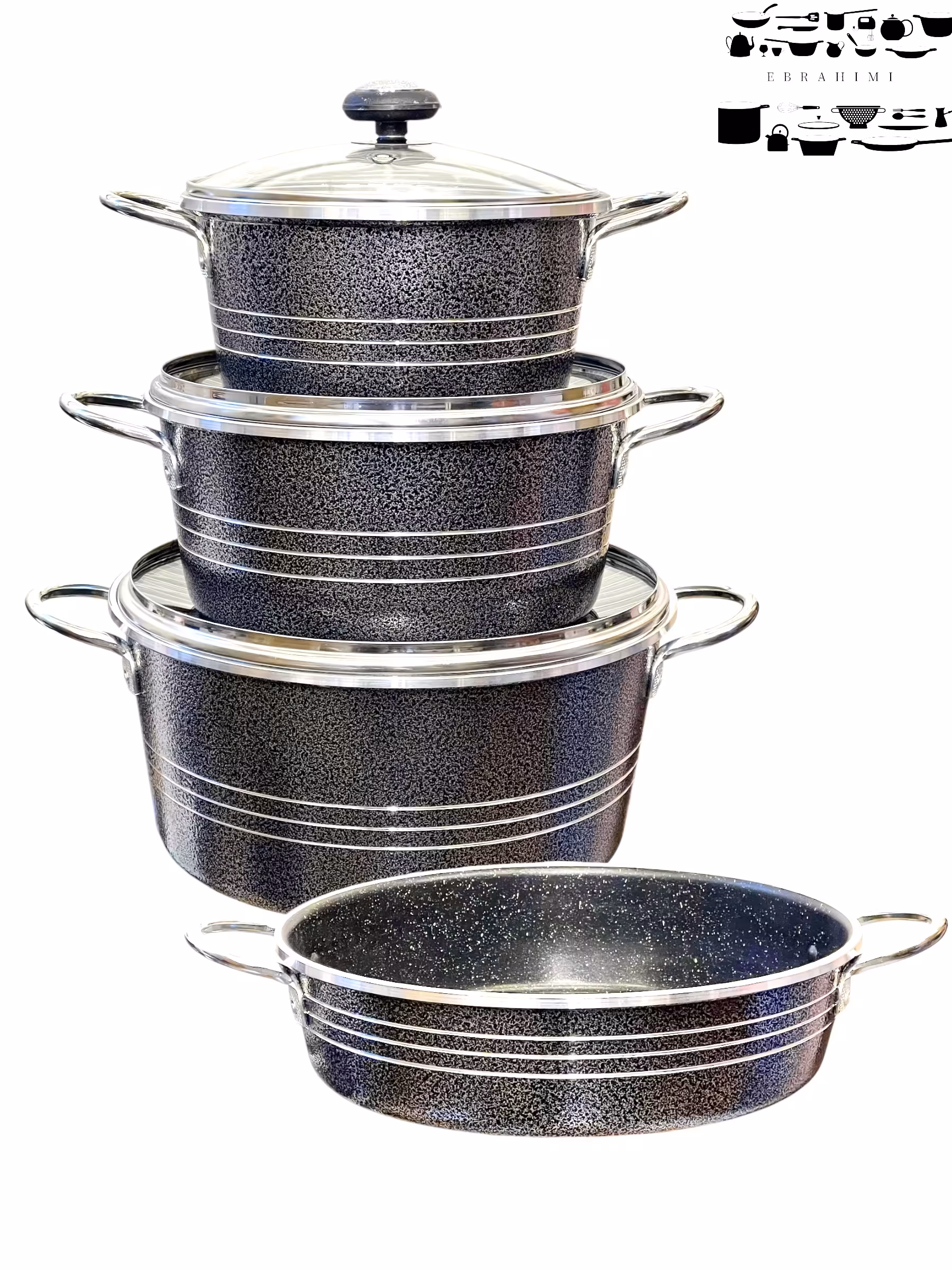 سرویس 7 پارچه طرح چدن رنگ چکشی