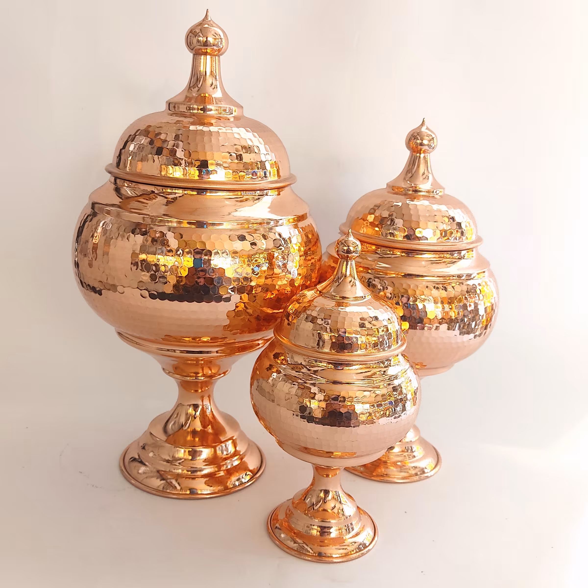 ست مسی پذیرایی قندان ظرف آجیل و شکلات (نانو مس )