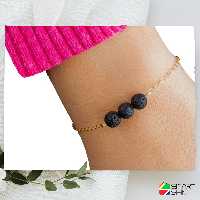 نیمست زنانه سنگ لاوا و زنجیر استیل و رنگ ثابت