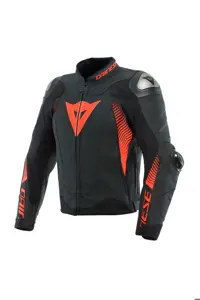 کاپشن موتورسوار قرمز مردانه موتور مسابقه 4 روکش چرمی سیاه داینس Dainese