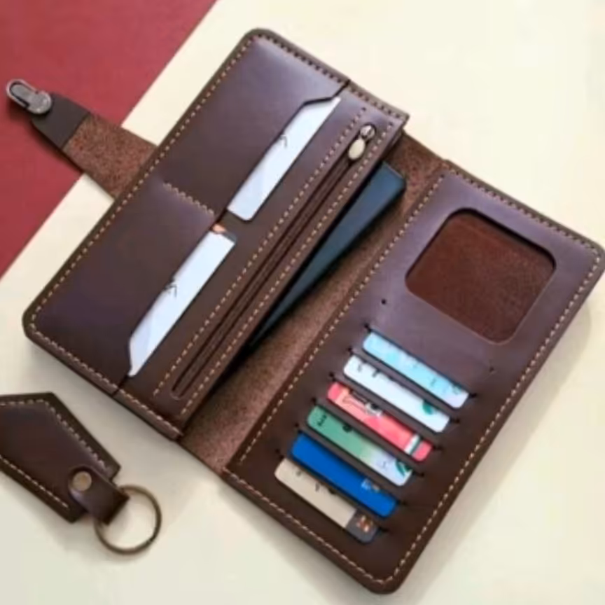 کیف پول چرم گاوی دست دوز کد7899