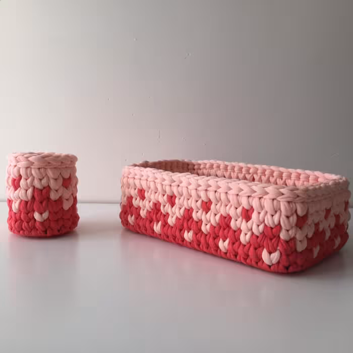 ست 2 عددی سبد تریکویی آرایشی استوانه و مستطیل